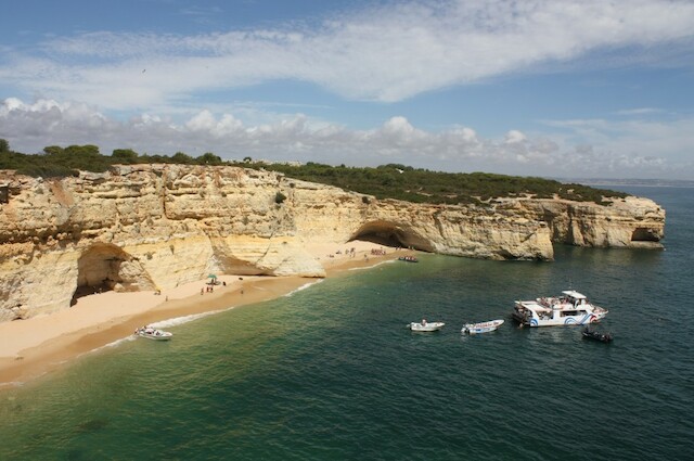 Strand, Beach, Bangeli, Algarve, Portugal, Meer, Boot, Schiff, Sandstrand, blau, beige